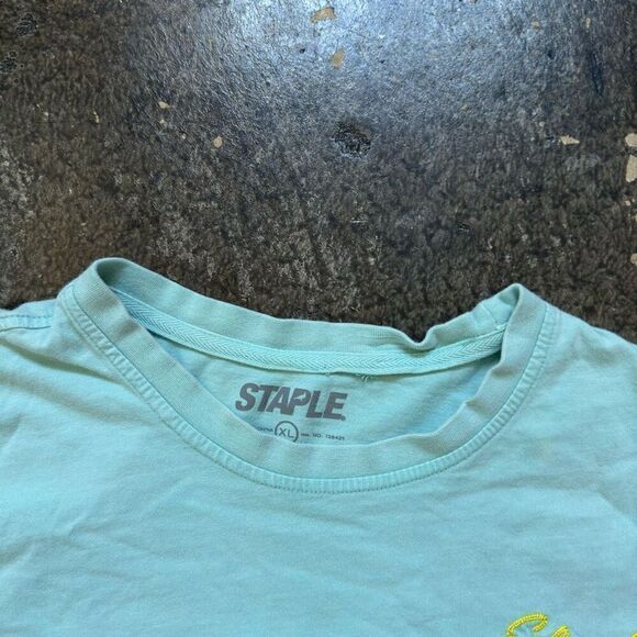 Staple Baby Blue Short Sleeve T-Shirt Embroidered Mens size XL Streetwear - Picture 4 of 16